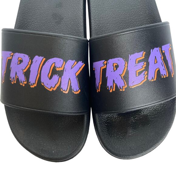 Trick or Treat Halloween Black Slides Size 44 - Picture 1 of 4